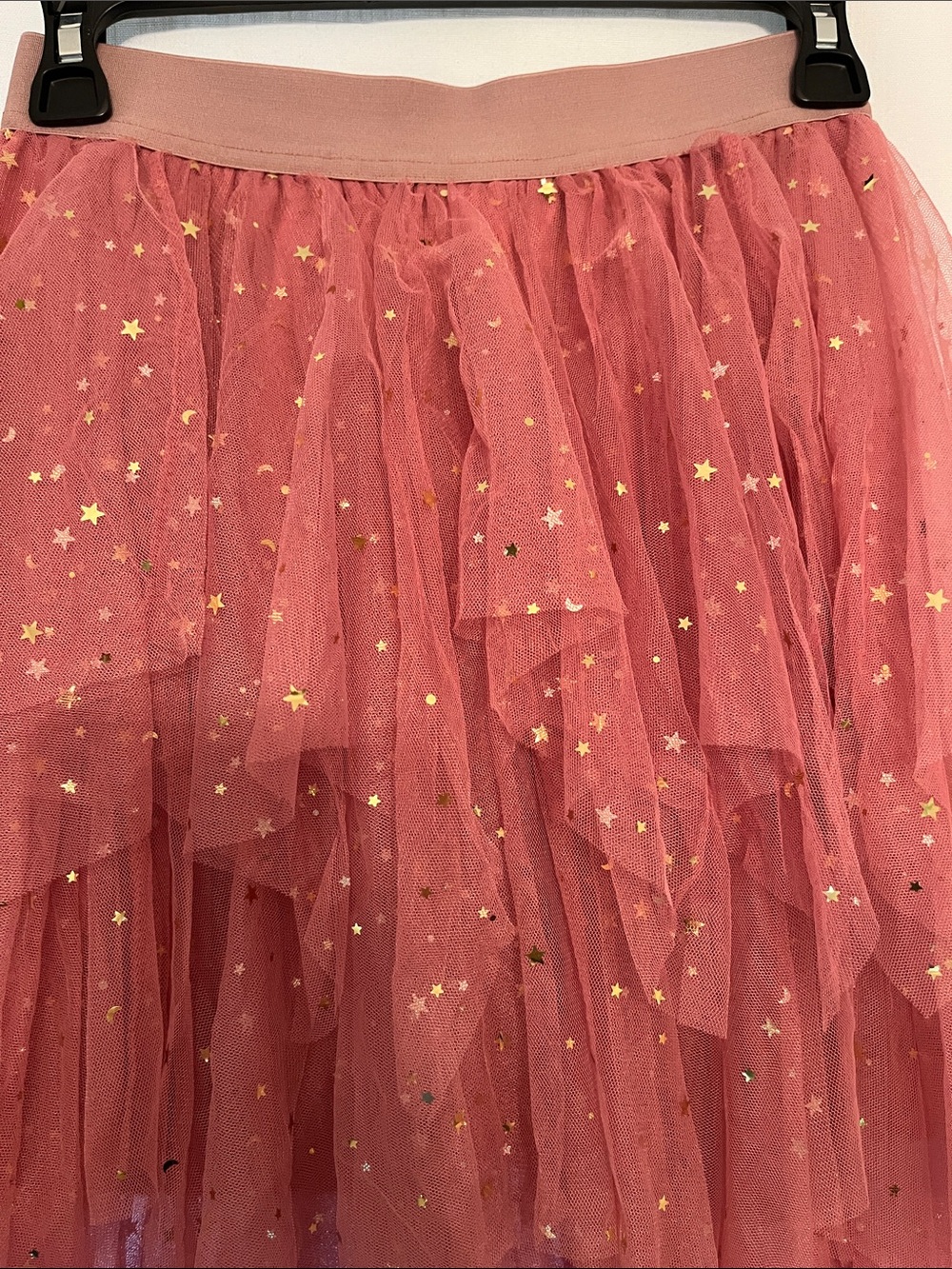 Girls' Pink Star-Embellished Tulle Skater Skirt